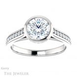 Round Cut Forever One Moissanite Engagement Ring #GTJ1100-round-fo-w 1 Round Cut Forever One Moissanite Engagement Ring #GTJ1100-round-fo-w