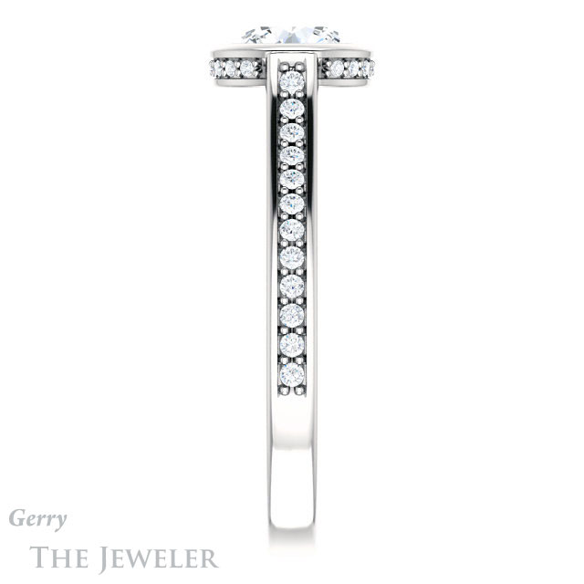 Round Cut Forever One Moissanite Engagement Ring #GTJ1100-round-fo-w 3 Round Cut Forever One Moissanite Engagement Ring #GTJ1100-round-fo-w