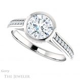 Round Cut Forever One Moissanite Engagement Ring #GTJ1100-round-fo-w 5 Round Cut Forever One Moissanite Engagement Ring #GTJ1100-round-fo-w