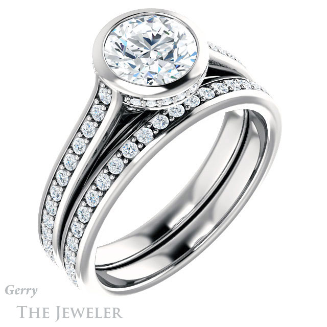 Round Cut Forever One Moissanite Engagement Ring #GTJ1100-round-fo-w 6 Round Cut Forever One Moissanite Engagement Ring #GTJ1100-round-fo-w