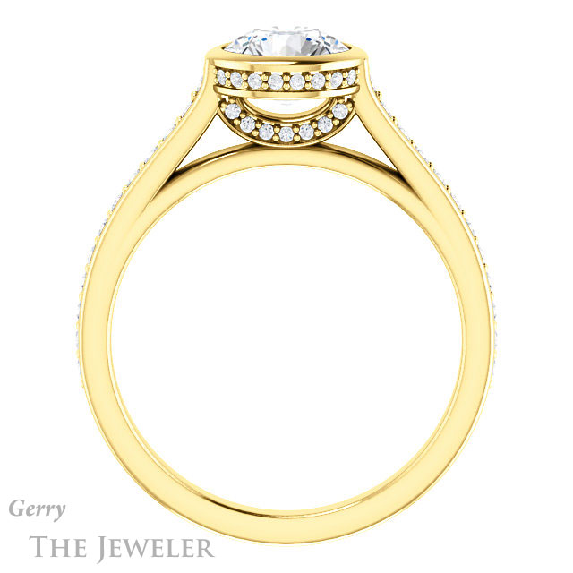 Round Cut Forever One Moissanite Engagement Ring #GTJ1100-round-fo-y