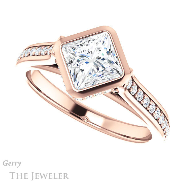 Princess Cut Forever One Moissanite Engagement Ring #GTJ1100-square-fo-r