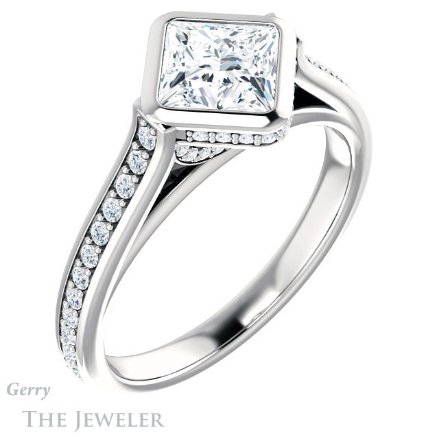 Princess Cut Forever One Moissanite Engagement Ring #GTJ1100-square-fo-w