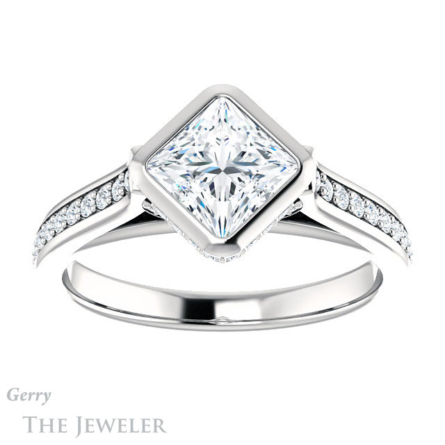 Princess Cut Forever One Moissanite Engagement Ring #GTJ1100-square-fo-w