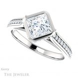 Princess Cut Forever One Moissanite Engagement Ring #GTJ1100-square-fo-w