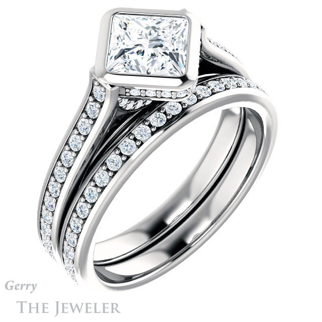 Princess Cut Forever One Moissanite Engagement Ring #GTJ1100-square-fo-w