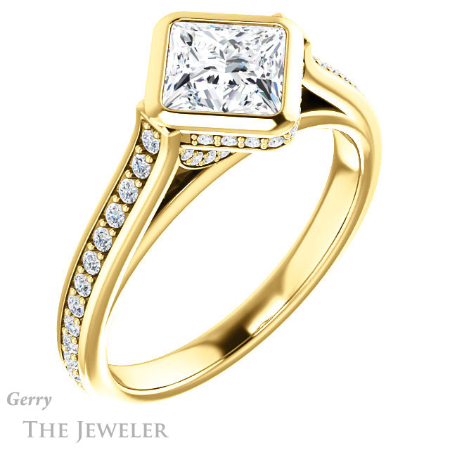 Princess Cut Forever One Moissanite Engagement Ring #GTJ1100-square-fo-y 4 Princess Cut Forever One Moissanite Engagement Ring #GTJ1100-square-fo-y