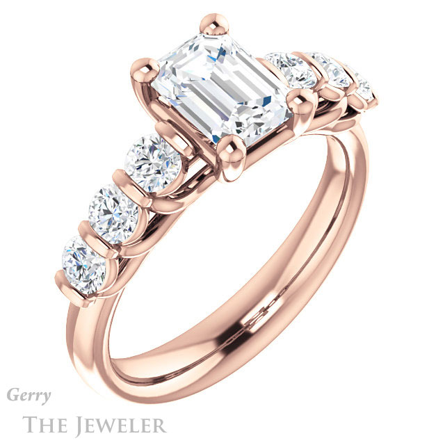 Emerald Cut Forever One Moissanite Engagement Ring #GTJ1103-emerald-fb-r | Gerry The Jeweler Emerald Cut Forever Brilliant Moissanite Engagement Ring #GTJ1103-emerald-fb-r
