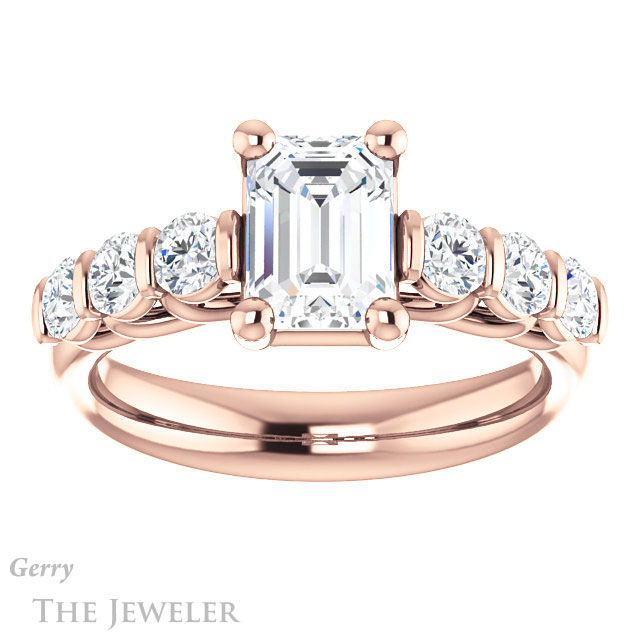 Emerald Cut Forever One Moissanite Engagement Ring #GTJ1103-emerald-fb-r | Gerry The Jeweler Emerald Cut Forever Brilliant Moissanite Engagement Ring #GTJ1103-emerald-fb-r