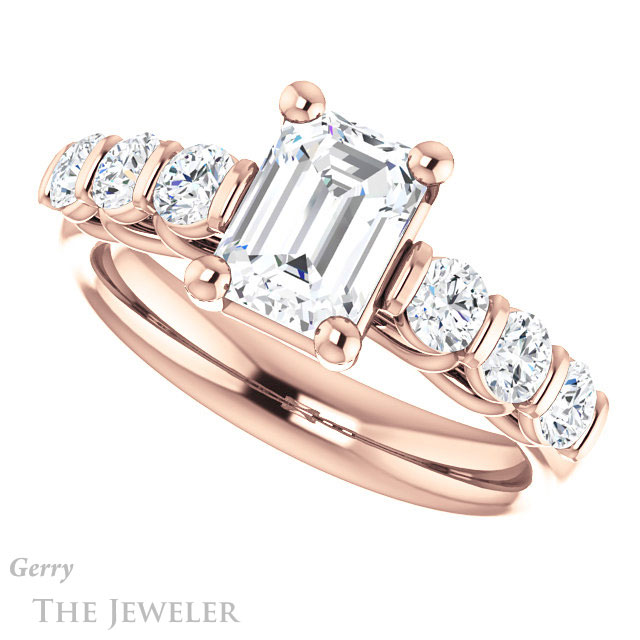 Emerald Cut Forever One Moissanite Engagement Ring #GTJ1103-emerald-fb-r | Gerry The Jeweler Emerald Cut Forever Brilliant Moissanite Engagement Ring #GTJ1103-emerald-fb-r