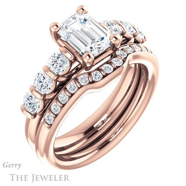 Emerald Cut Forever One Moissanite Engagement Ring #GTJ1103-emerald-fb-r | Gerry The Jeweler Emerald Cut Forever Brilliant Moissanite Engagement Ring #GTJ1103-emerald-fb-r