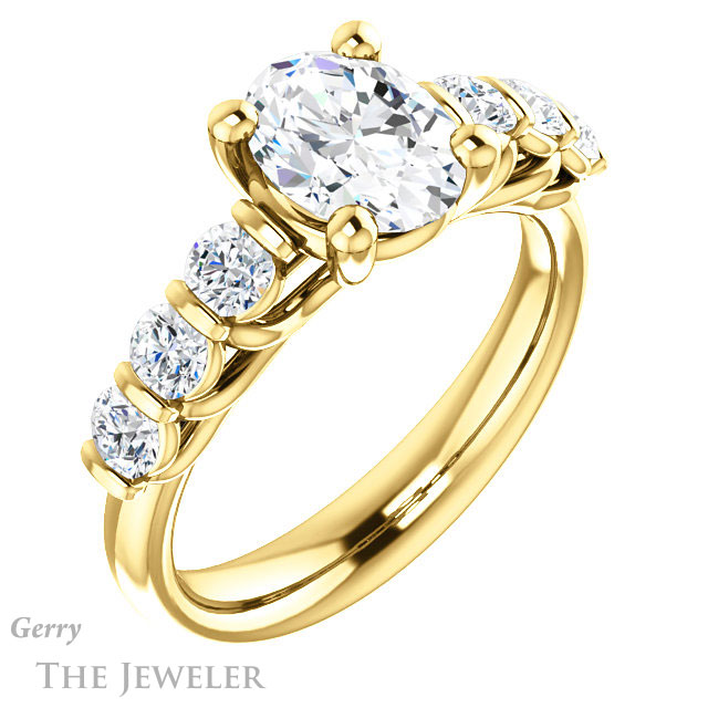 Oval Shaped Forever One Moissanite Engagement Ring #GTJ1103-oval-fo-y | Gerry The Jeweler Oval Shaped Forever One Moissanite Engagement Ring #GTJ1103-oval-fo-y