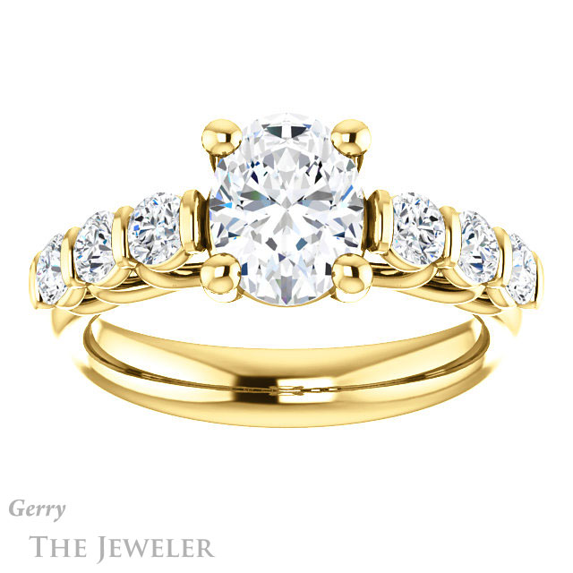 Oval Shaped Forever One Moissanite Engagement Ring #GTJ1103-oval-fo-y | Gerry The Jeweler Oval Shaped Forever One Moissanite Engagement Ring #GTJ1103-oval-fo-y