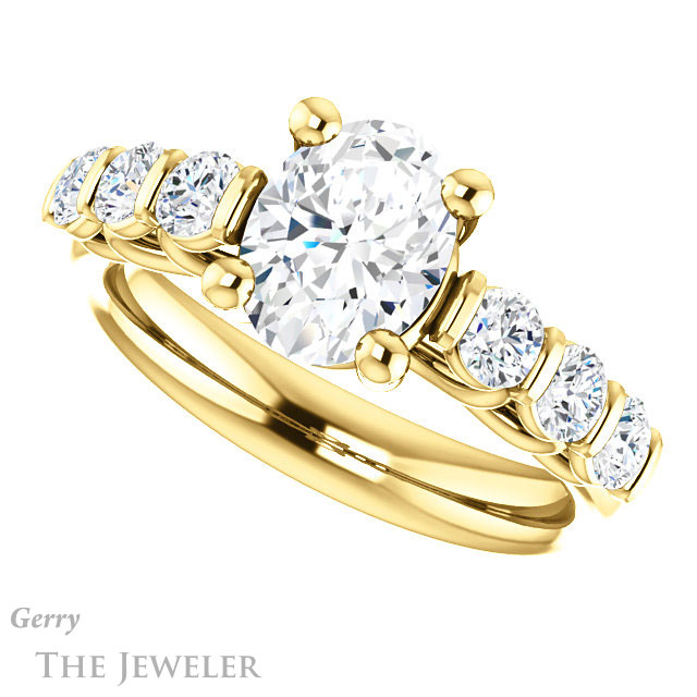 Oval Shaped Forever One Moissanite Engagement Ring #GTJ1103-oval-fo-y | Gerry The Jeweler Oval Shaped Forever One Moissanite Engagement Ring #GTJ1103-oval-fo-y