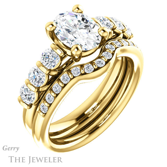 Oval Shaped Forever One Moissanite Engagement Ring #GTJ1103-oval-fo-y | Gerry The Jeweler Oval Shaped Forever One Moissanite Engagement Ring #GTJ1103-oval-fo-y