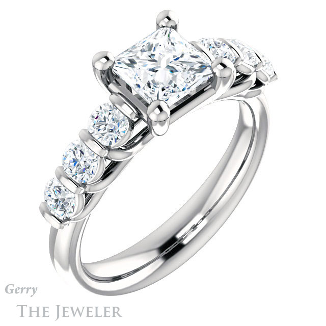 Princess Cut Forever One Moissanite Engagement Ring #GTJ1103-square-fo-w | Gerry The Jeweler Princess Cut Forever One Moissanite Engagement Ring #GTJ1103-square-fo-w