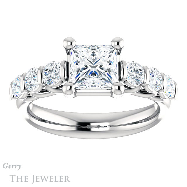 Princess Cut Forever One Moissanite Engagement Ring #GTJ1103-square-fo-w | Gerry The Jeweler Princess Cut Forever One Moissanite Engagement Ring #GTJ1103-square-fo-w