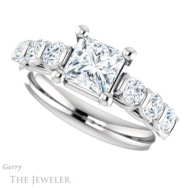 Princess Cut Forever One Moissanite Engagement Ring #GTJ1103-square-fo-w | Gerry The Jeweler Princess Cut Forever One Moissanite Engagement Ring #GTJ1103-square-fo-w