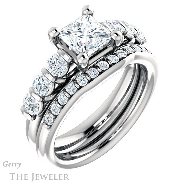 Princess Cut Forever One Moissanite Engagement Ring #GTJ1103-square-fo-w | Gerry The Jeweler Princess Cut Forever One Moissanite Engagement Ring #GTJ1103-square-fo-w