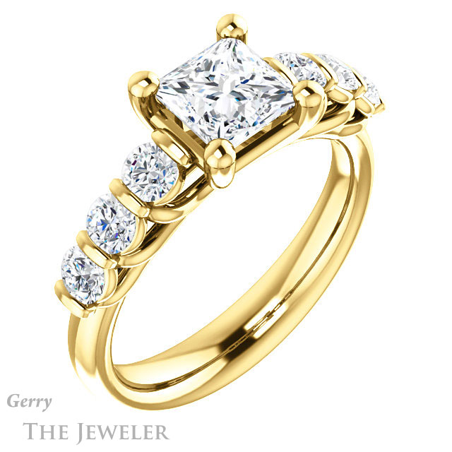 Princess Cut Forever One Moissanite Engagement Ring #GTJ1103-square-fo-y | Gerry The Jeweler Princess Cut Forever One Moissanite Engagement Ring #GTJ1103-square-fo-y