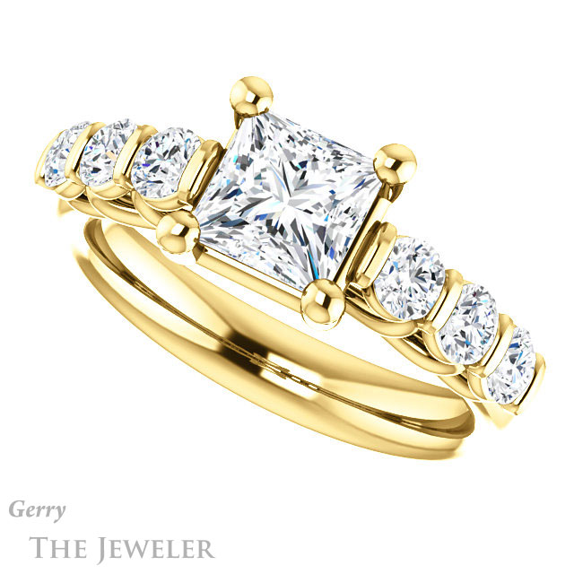 Princess Cut Forever One Moissanite Engagement Ring #GTJ1103-square-fo-y | Gerry The Jeweler Princess Cut Forever One Moissanite Engagement Ring #GTJ1103-square-fo-y