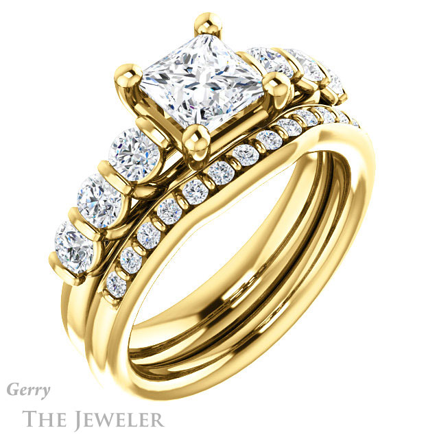 Princess Cut Forever One Moissanite Engagement Ring #GTJ1103-square-fo-y | Gerry The Jeweler Princess Cut Forever One Moissanite Engagement Ring #GTJ1103-square-fo-y