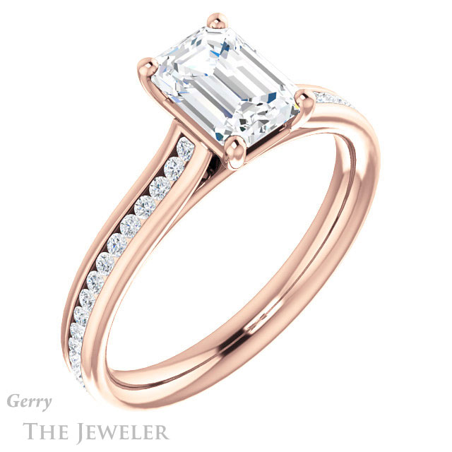 Emerald Cut Forever One Moissanite Engagement Ring #GTJ1104-emerald-fb-r 4 Emerald Cut Forever Brilliant Moissanite Engagement Ring #GTJ1104-emerald-fb-r