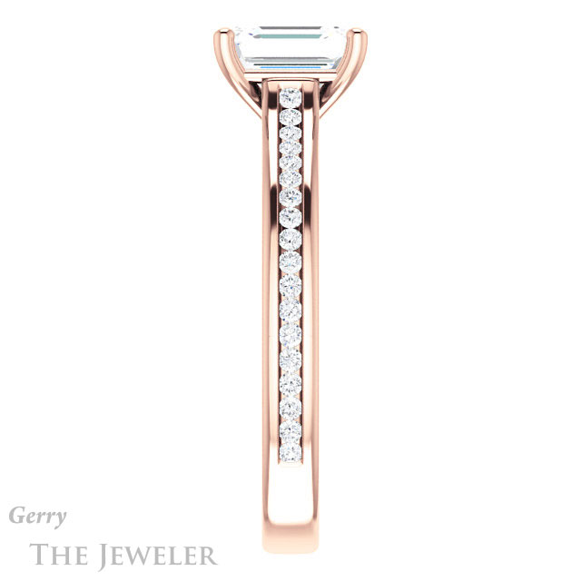 Emerald Cut Forever One Moissanite Engagement Ring #GTJ1104-emerald-fb-r 3 Emerald Cut Forever Brilliant Moissanite Engagement Ring #GTJ1104-emerald-fb-r