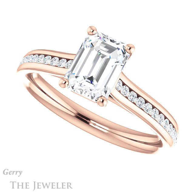 Emerald Cut Forever One Moissanite Engagement Ring #GTJ1104-emerald-fb-r 5 Emerald Cut Forever Brilliant Moissanite Engagement Ring #GTJ1104-emerald-fb-r