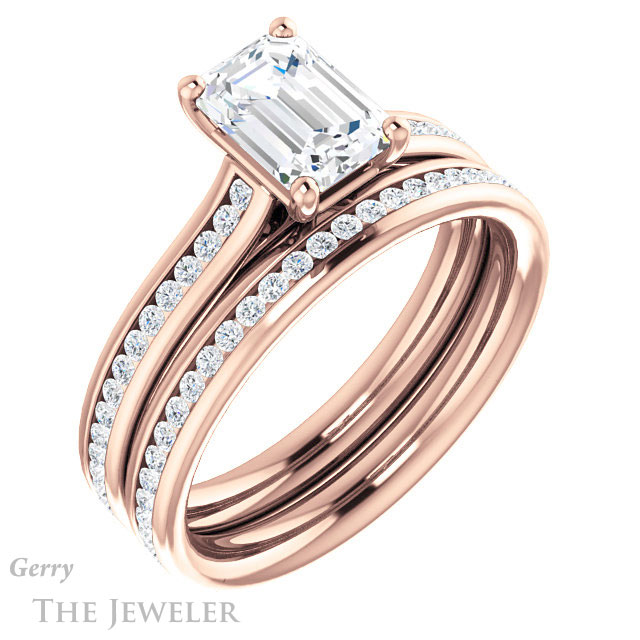 Emerald Cut Forever One Moissanite Engagement Ring #GTJ1104-emerald-fb-r 6 Emerald Cut Forever Brilliant Moissanite Engagement Ring #GTJ1104-emerald-fb-r