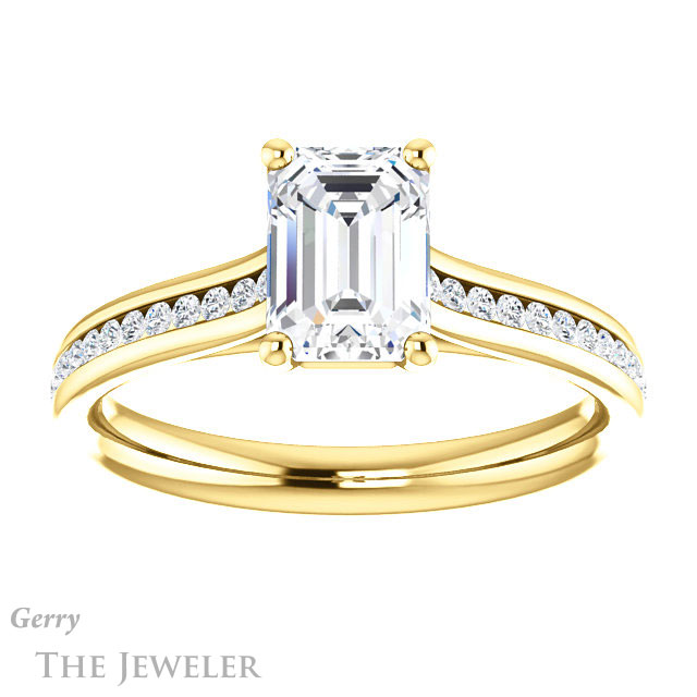 Emerald Cut Forever Brilliant Moissanite Engagement Ring #GTJ1104-emerald-fb-y