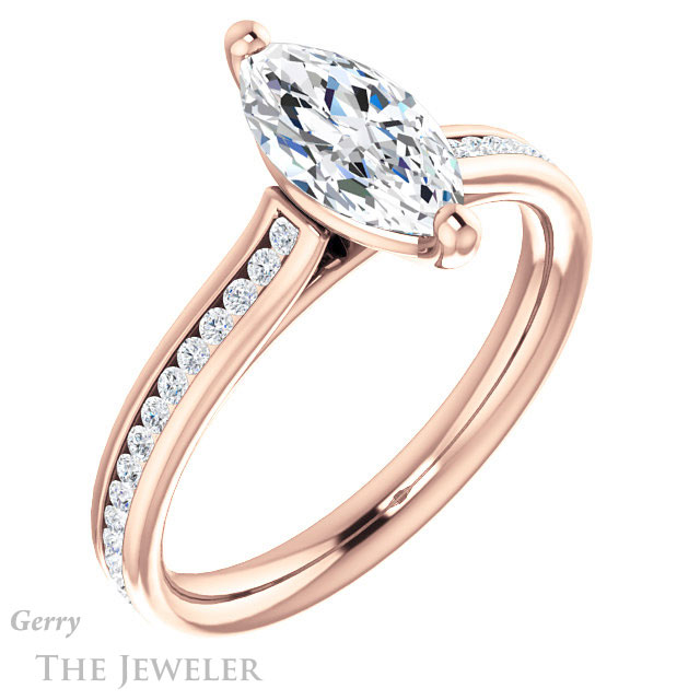 Marquise Cut Forever One Moissanite Engagement Ring #GTJ1104-marquise-fb-r 4 Marquise Cut Forever Brilliant Moissanite Engagement Ring #GTJ1104-marquise-fb-r