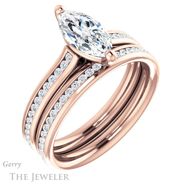 Marquise Cut Forever One Moissanite Engagement Ring #GTJ1104-marquise-fb-r 6 Marquise Cut Forever Brilliant Moissanite Engagement Ring #GTJ1104-marquise-fb-r