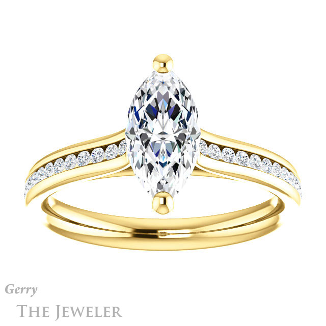 Marquise Cut Forever Brilliant Moissanite Engagement Ring #GTJ1104-marquise-fb-y