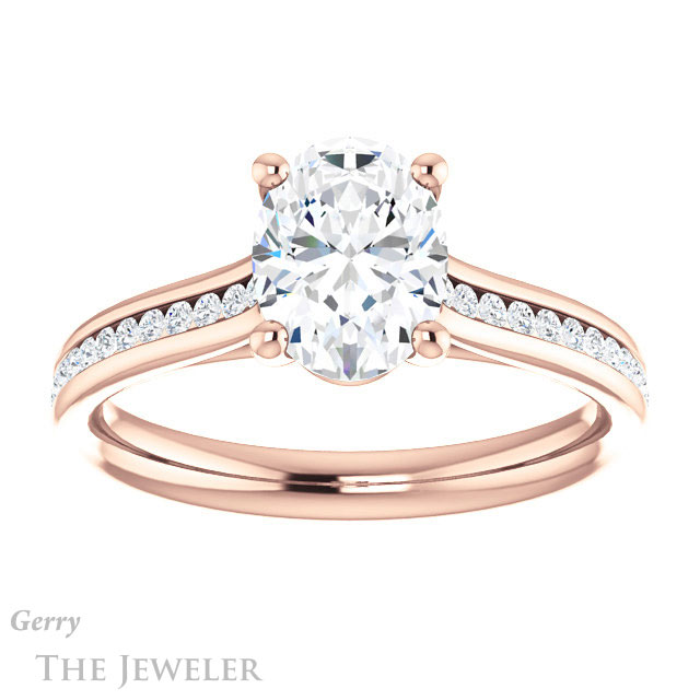 Oval Shaped Forever One Moissanite Engagement Ring #GTJ1104-oval-fo-r