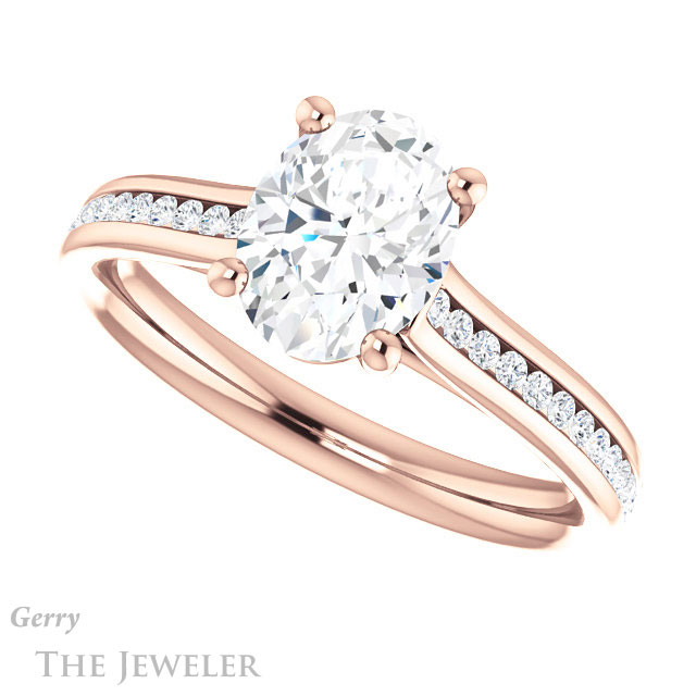 Oval Shaped Forever One Moissanite Engagement Ring #GTJ1104-oval-fo-r