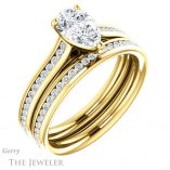 Pear Shaped Forever Brilliant Moissanite Engagement Ring #GTJ1104-pear-fb-y
