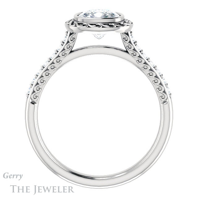 Cushion Cut Forever One Moissanite Engagement Ring #GTJ1105-cushion-fo-w | Gerry The Jeweler Cushion Cut Forever One Moissanite Engagement Ring #GTJ1105-cushion-fo-w