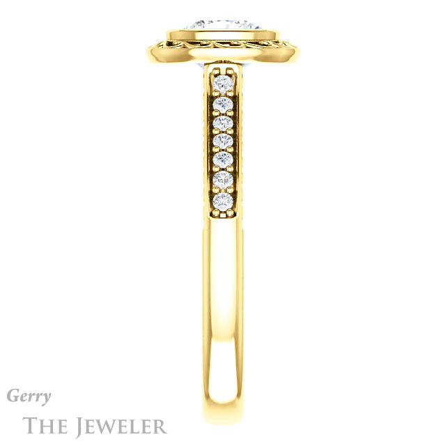 Cushion Cut Forever One Moissanite Engagement Ring #GTJ1105-cushion-fo-y | Gerry The Jeweler Cushion Cut Forever One Moissanite Engagement Ring #GTJ1105-cushion-fo-y