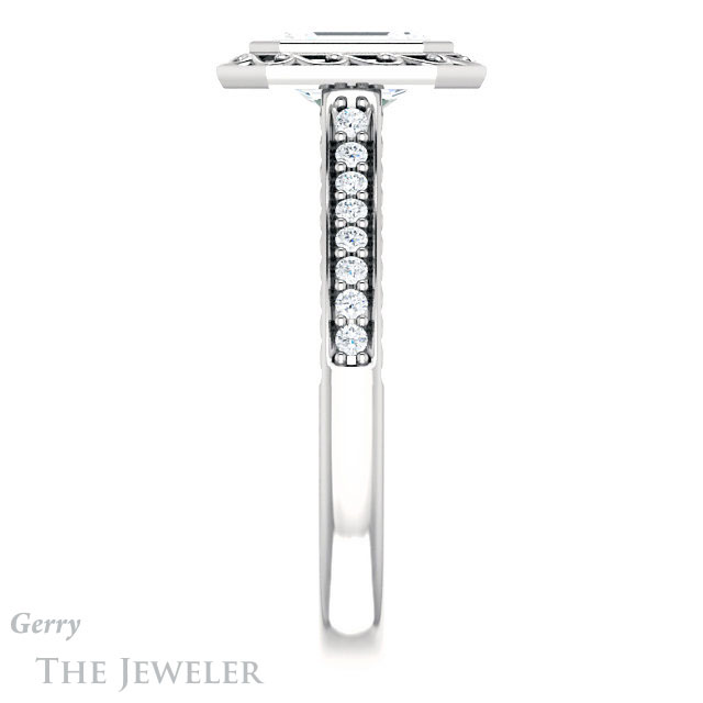 Emerald Cut Forever One Moissanite Engagement Ring #GTJ1105-emerald-fb-w | Gerry The Jeweler Emerald Cut Forever Brilliant Moissanite Engagement Ring #GTJ1105-emerald-fb-w
