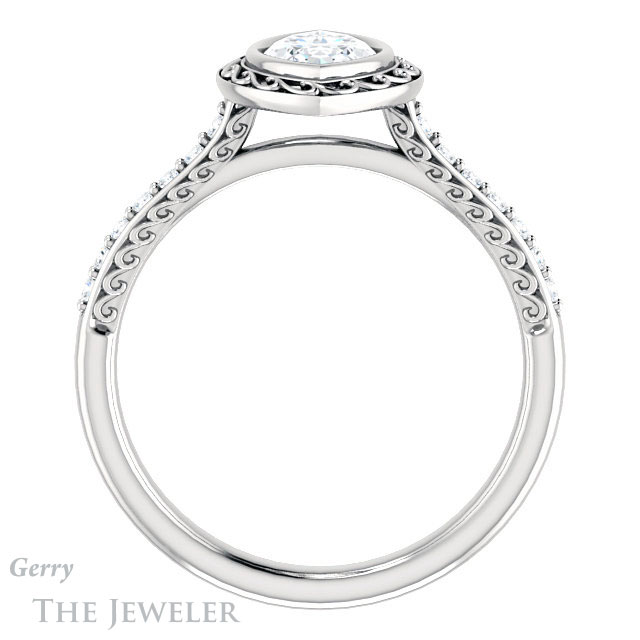 Marquise Cut Forever One Moissanite Engagement Ring #GTJ1105-marquise-fb-w | Gerry The Jeweler Marquise Cut Forever Brilliant Moissanite Engagement Ring #GTJ1105-marquise-fb-w