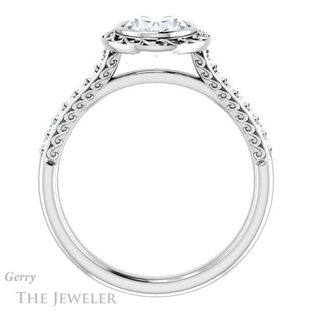Oval Shaped Forever One Moissanite Engagement Ring #GTJ1105-oval-fo-w | Gerry The Jeweler Oval Shaped Forever One Moissanite Engagement Ring #GTJ1105-oval-fo-w