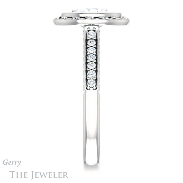 Oval Shaped Forever One Moissanite Engagement Ring #GTJ1105-oval-fo-w | Gerry The Jeweler Oval Shaped Forever One Moissanite Engagement Ring #GTJ1105-oval-fo-w