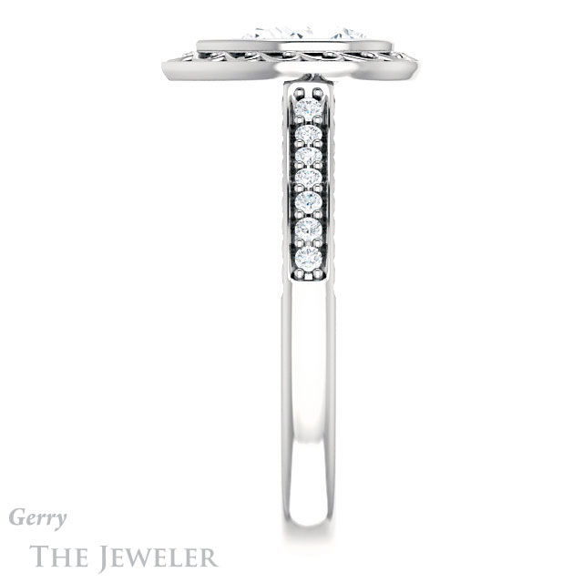 Pear Shaped Forever One Moissanite Engagement Ring #GTJ1105-pear-fb-w | Gerry The Jeweler Pear Shaped Forever Brilliant Moissanite Engagement Ring #GTJ1105-pear-fb-w
