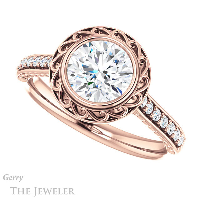 Round Cut Forever One Moissanite Engagement Ring #GTJ1105-round-fo-r | Gerry The Jeweler Round Cut Forever One Moissanite Engagement Ring #GTJ1105-round-fo-r