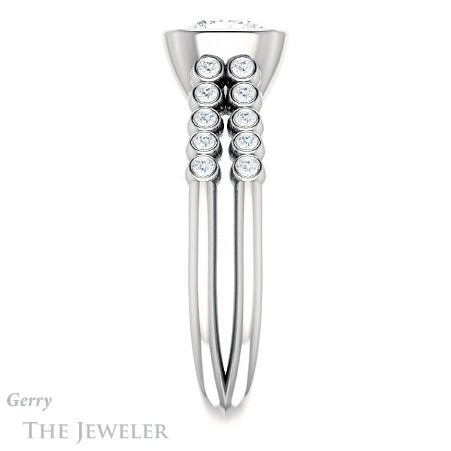 Cushion Cut Forever One Moissanite Engagement Ring #GTJ1107-cushion-fo-w | Gerry The Jeweler Cushion Cut Forever One Moissanite Engagement Ring #GTJ1107-cushion-fo-w