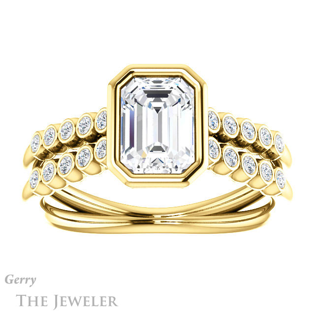 Emerald Cut Forever One Moissanite Engagement Ring #GTJ1107-emerald-fb-y | Gerry The Jeweler Emerald Cut Forever Brilliant Moissanite Engagement Ring #GTJ1107-emerald-fb-y