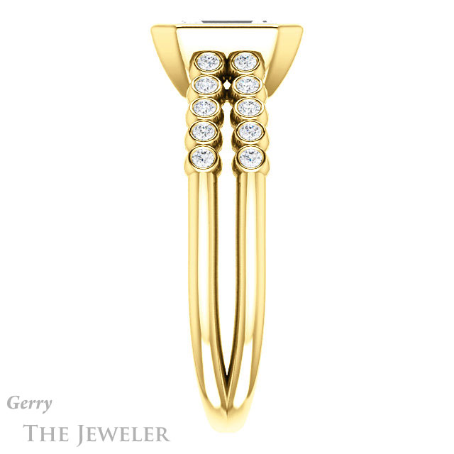 Emerald Cut Forever One Moissanite Engagement Ring #GTJ1107-emerald-fb-y | Gerry The Jeweler Emerald Cut Forever Brilliant Moissanite Engagement Ring #GTJ1107-emerald-fb-y