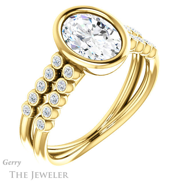 Oval Shaped Forever One Moissanite Engagement Ring #GTJ1107-oval-fo-y | Gerry The Jeweler Oval Shaped Forever One Moissanite Engagement Ring #GTJ1107-oval-fo-y