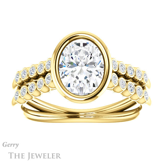 Oval Shaped Forever One Moissanite Engagement Ring #GTJ1107-oval-fo-y | Gerry The Jeweler Oval Shaped Forever One Moissanite Engagement Ring #GTJ1107-oval-fo-y